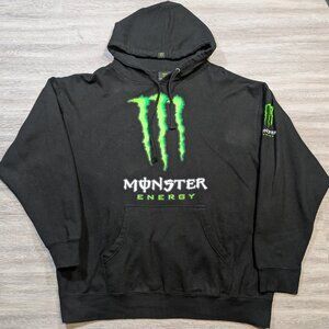 Monster Energy Graphic Pullover Hoodie Size Extra Large Logo Y2K Vintage Green